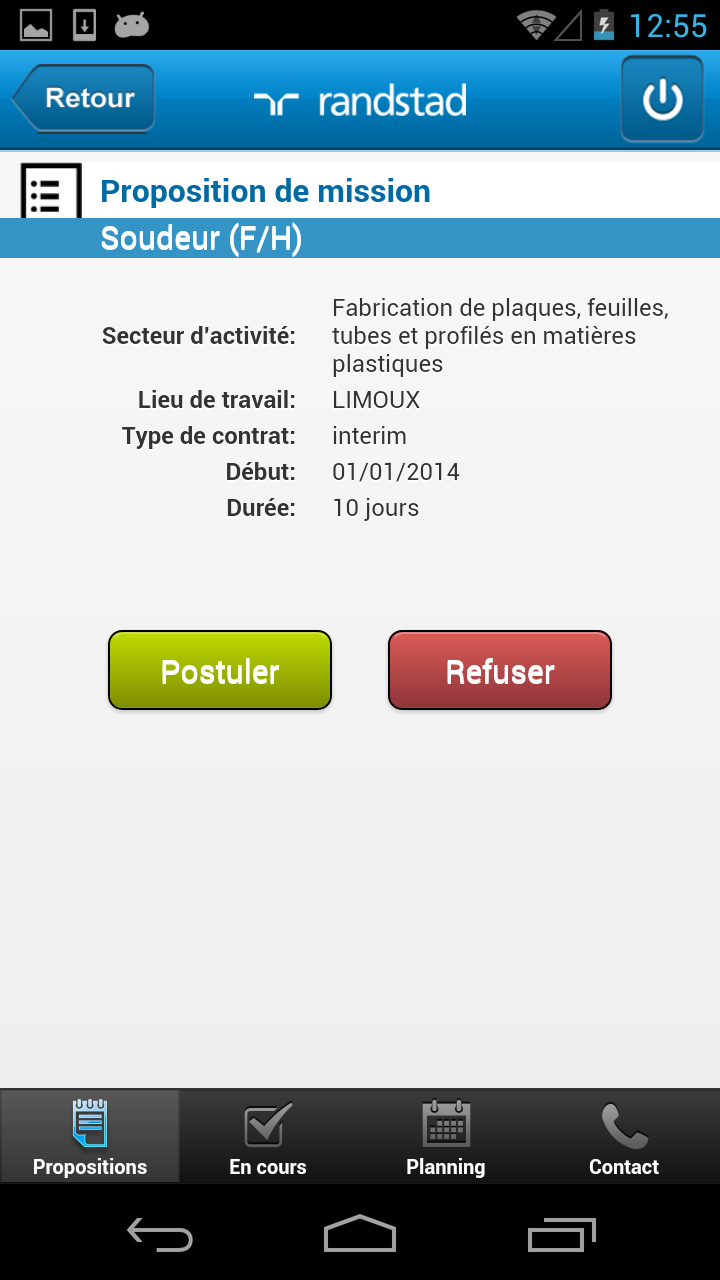 Randstad Mobilite Screen 3