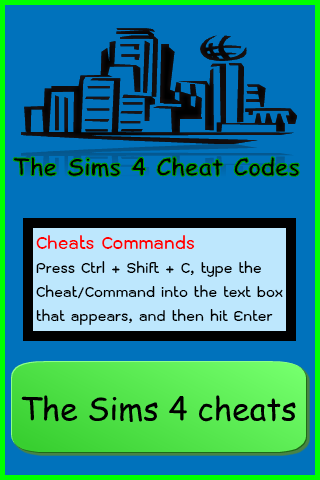 Cheat code for the sims 4 game
