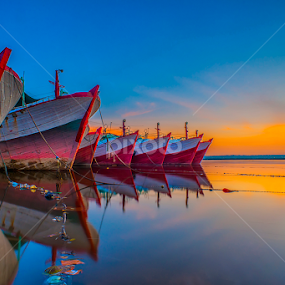 Red and White by Om Kas - Transportation Boats
