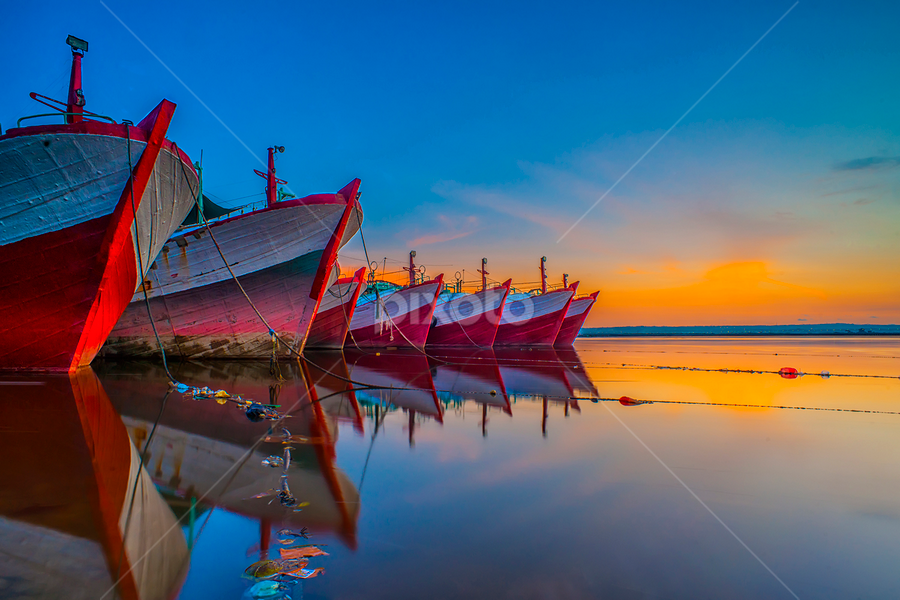 Red and White by Om Kas - Transportation Boats