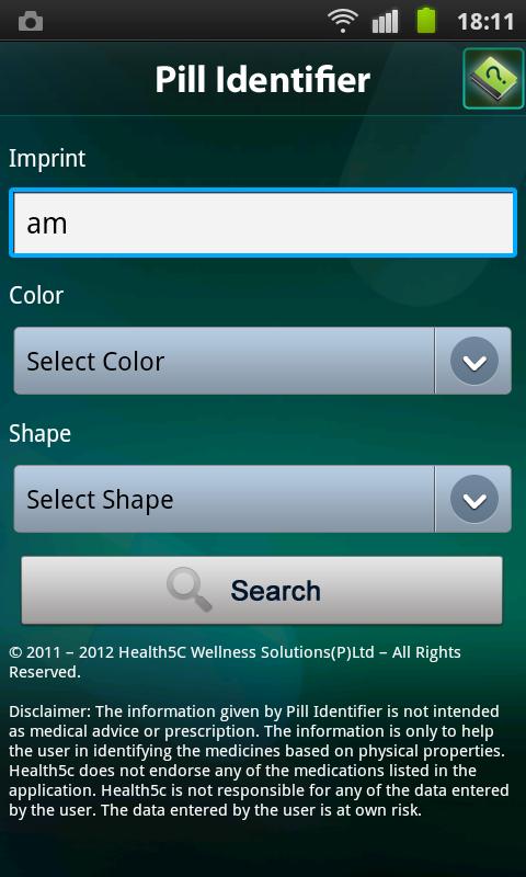 Android application Pill Identifier by Health5C screenshort