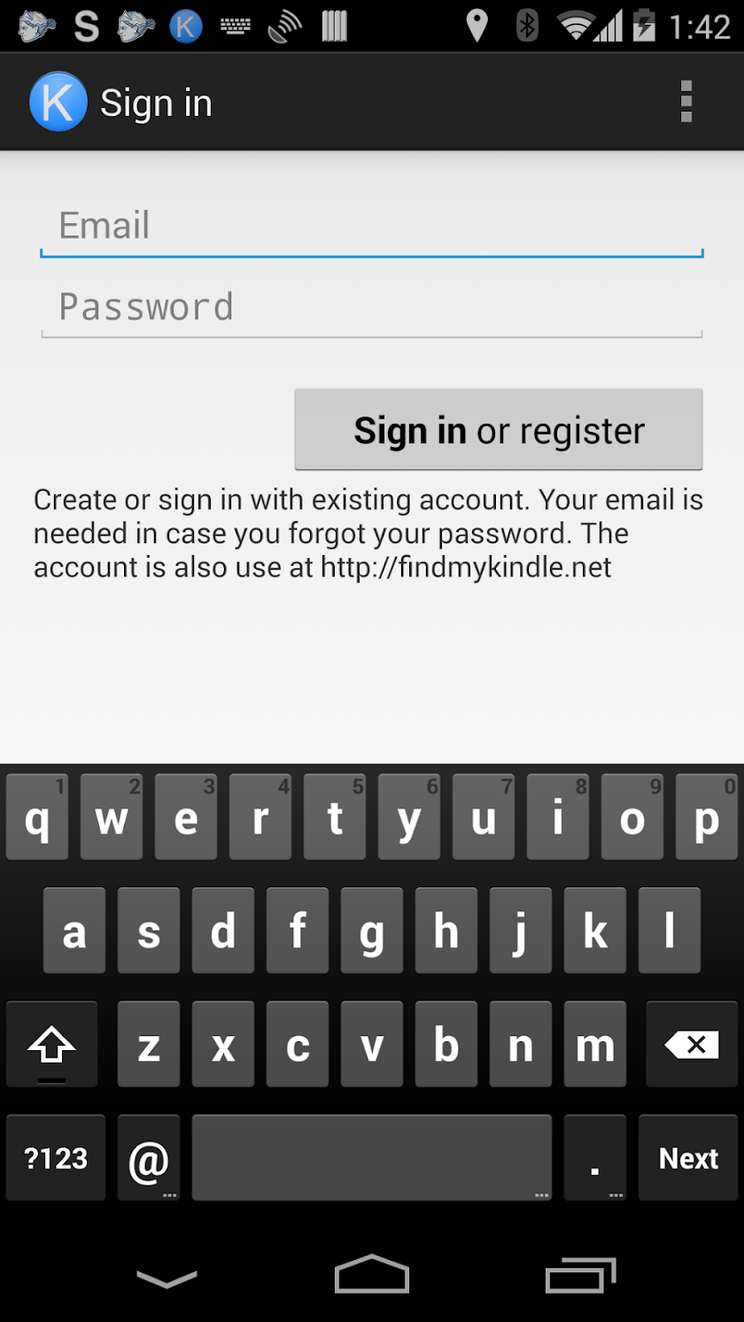Find My Android/Kindle Screen 1