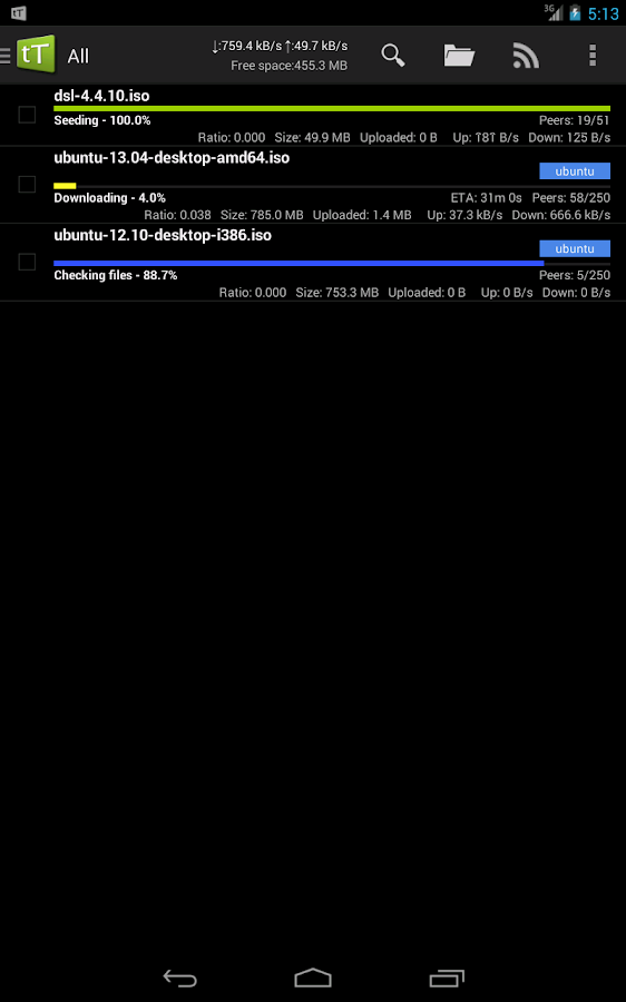 tTorrent - Torrent Client App - screenshot