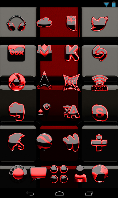 Next Launcher Theme black red Screen 2