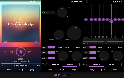 Poweramp skin KK/JB/ICS Purple - screenshot thumbnail