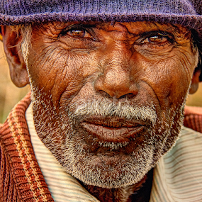 Curious Innocent Roadside Vegetable Seller by Shrikrishna Bhat - People Portraits of Men