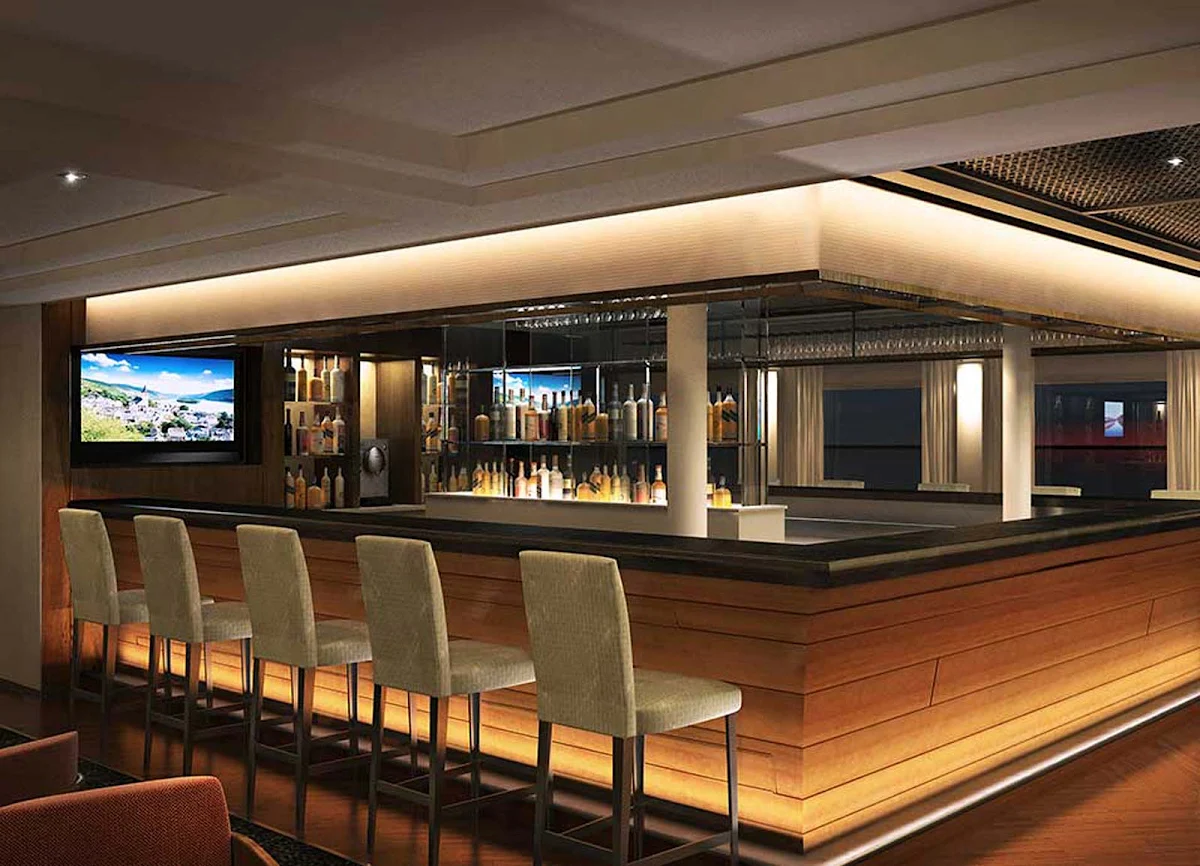 Viking-Longship-Lounge-Bar - Relax, be open to new vistas and meet interesting new people in the cocktail lounge aboard your Viking River cruise ship as you travel Europe's waterways.