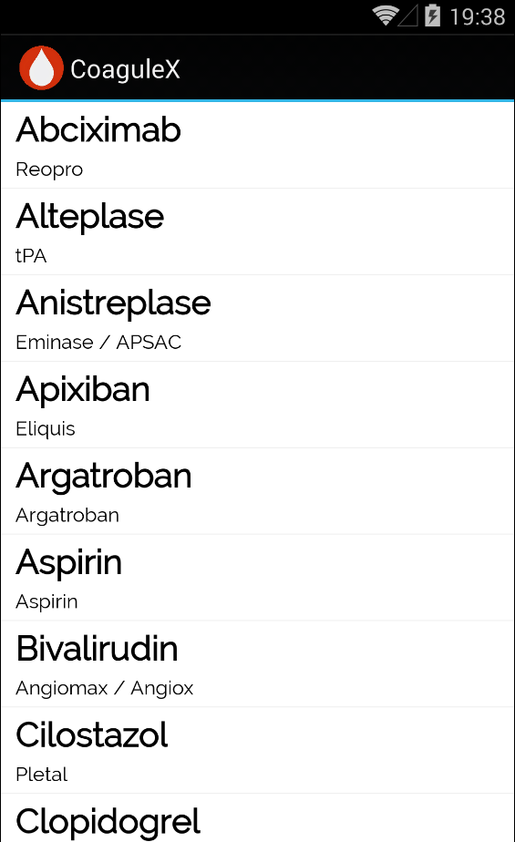 Android application CoaguleX screenshort