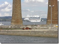 cruise ship at Forth Bridge