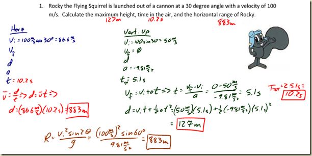 Sample Projectile Motion Problem (from HW) - Regents Physics Sample Projectile Motion Problem (from HW) - Regents Physics