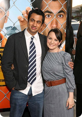 Actors Kal Penn and Jenna Von Oy arrive at the "Harold and Kumar