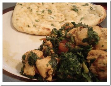 Chicken Saagwala and Garlic Naan
