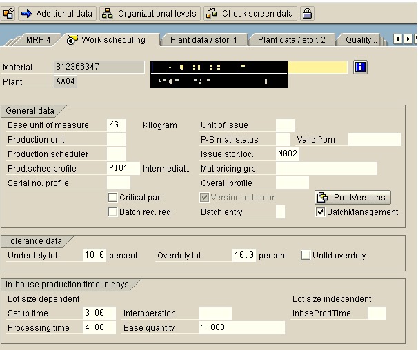 Sap how to change material master work scheduling deals view