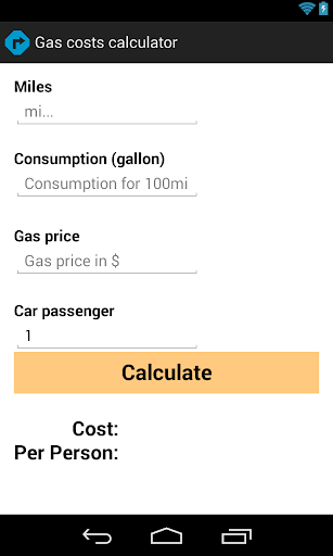 Gas costs calculator