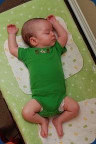 Landon decided to sleep through his diaper change