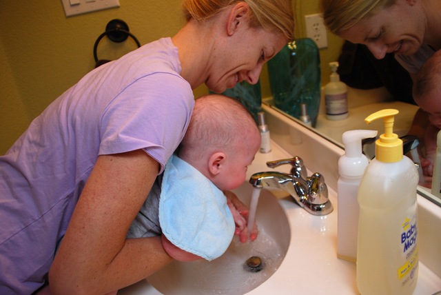 [Huddie's first handwash in the sink[2].jpg]