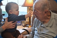 Hudson reaching our for Granddad