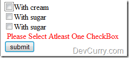 Select atlease one checkbox