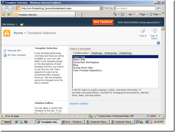 installez sharepoint 2010 sur Windows 8 64 bits