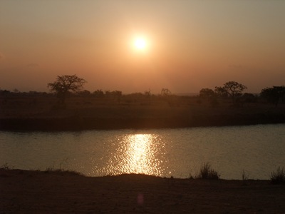 Beautiful African sunset in the Mikumi National Park in Tanzania