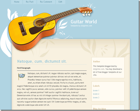 Guitar World Blogger Template