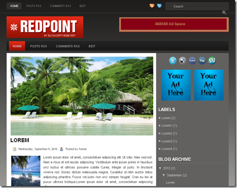 Red Point Blogger Template