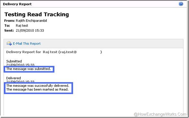 Read tracking in Exchange 2010 - read message