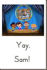 clap for sam picture page with text