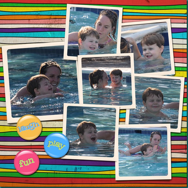 sam's 4th swimming lesson scrapbook page copy