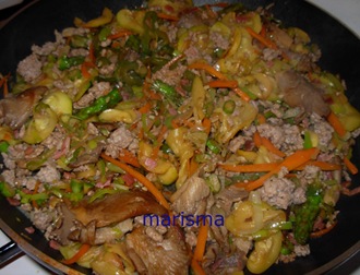 verdurada con carne picada, mezclacon la carne verdurada con carne picada, mezclacon la carne