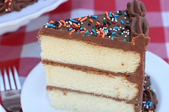 Vanilla Layer Cake with Easy Fudge Frosting