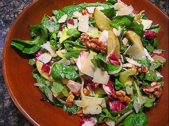 Salad with Walnuts, Apples, Currents, Celery, Fennel & Parmesan