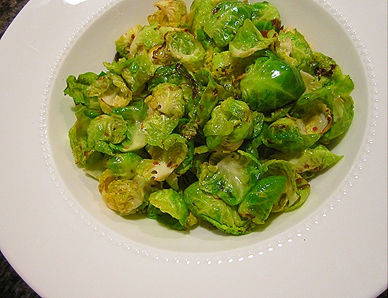 Brussels Sprout Leaves Sauteed with Garlic & Brown Butter