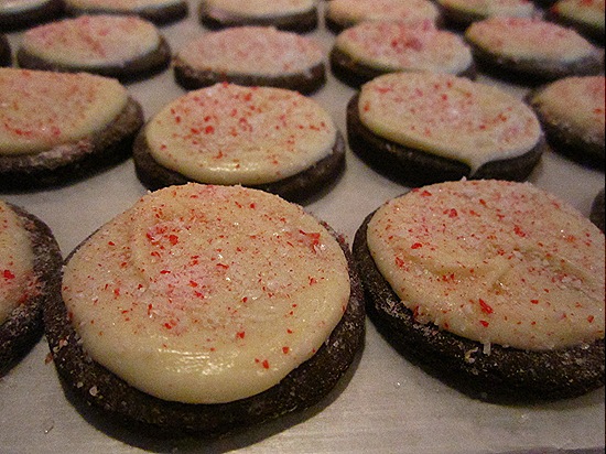 White Chocolate Peppermint Cookies with Candy Cane Powder