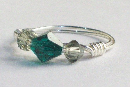 Green Swarovski Crystal Ring by Rings Handmade