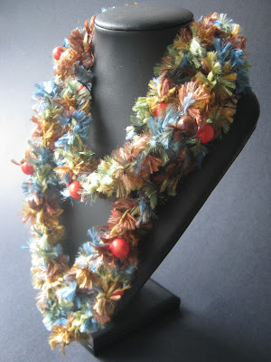 Crocheted Necklace with Wood Beads