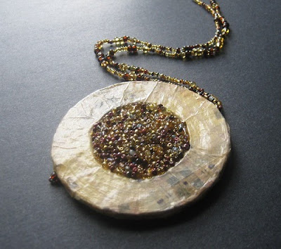 Paper and Mixed Bead Pendant