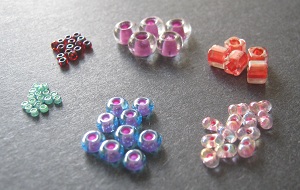 Assorted Color Lined Seed Bead Shapes