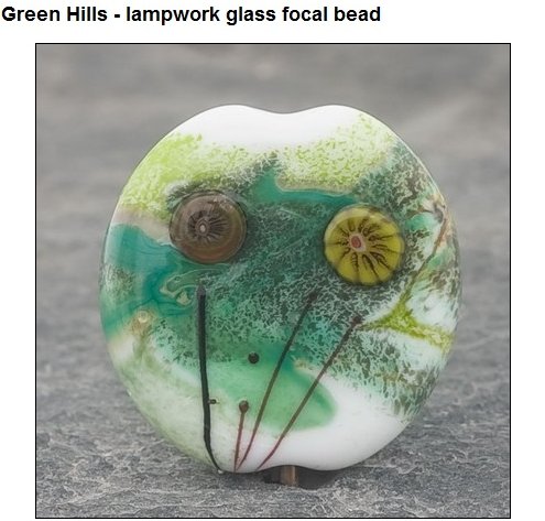 Green Hills Lampwork Focal by Shed Beads