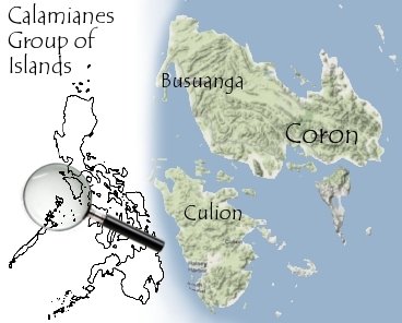 Map of Calamianes Group of Islands - Busuanga, Coron and Culion