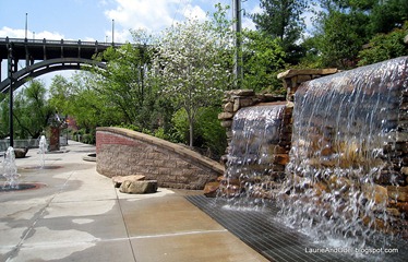 Waterfalls along the greenway walk.