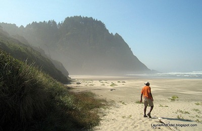 Odel on the deserted beach at Heceta Head, OR