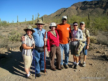 Bev, JC, Laurie, Odel, Nancy, Len, ready to conquer the trail.