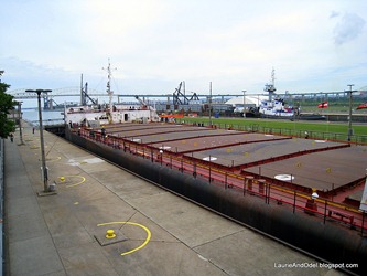 Freighter low in the lock.
