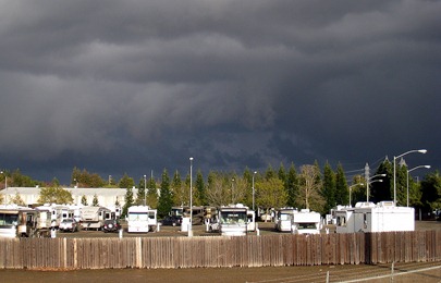 Storm clouds passing over the RV park