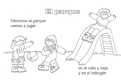 Dibujos De Niños Jugando En El Parque Para Colorear