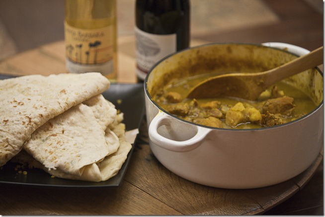 Curried Chicken and Potato Roti with Chenin Blanc