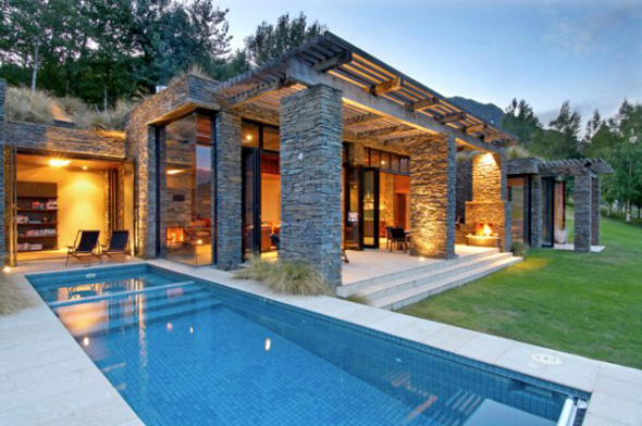 contemporary stone house exterior design