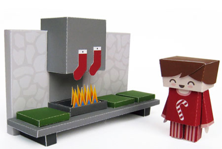 Xmas 2010 Papercraft Cozy Fireplace