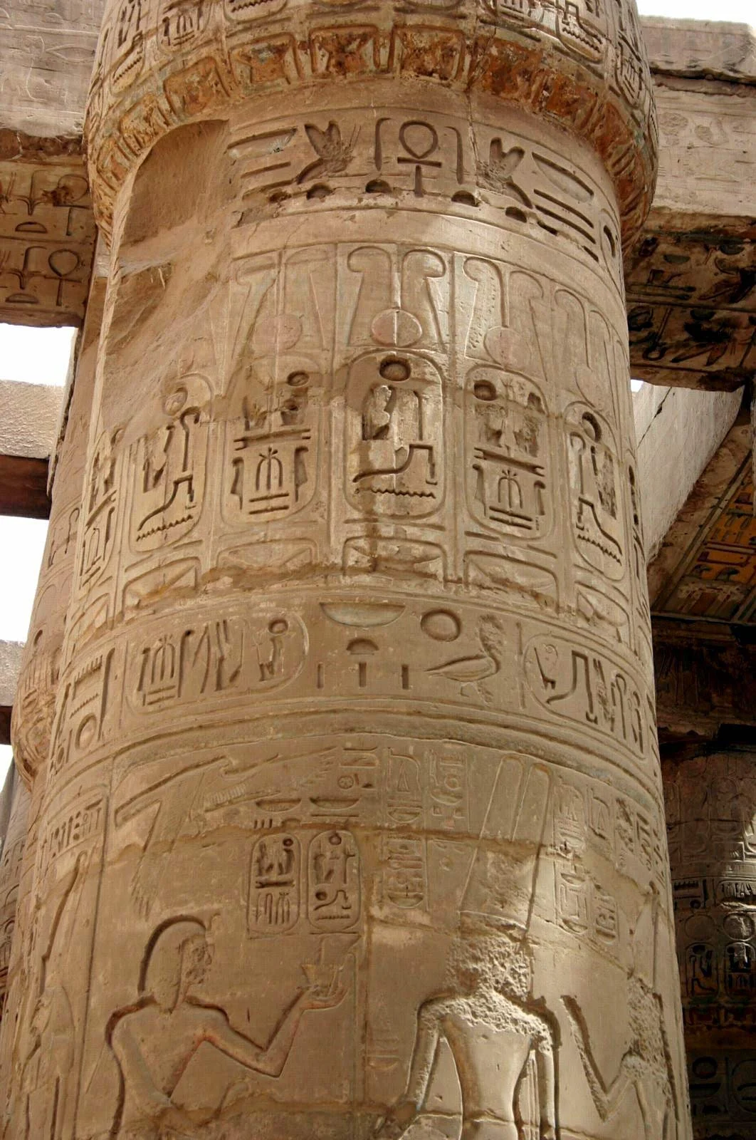 Karnak-Temple-column-Luxor - Columns inside the Karnak Temple compound at Luxor, Egypt. See it as part of a cultural experience on a safe and secure river cruise.